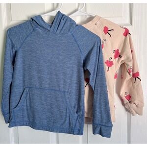Hanna‎ Andersson Hoodie and Sweatshirt Lot Size 120 US 6-7 Blue Pink Flamingo